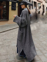 Women's Winter Extended Thick Thread Sweater Coat Loose Slit Knit Cardigan